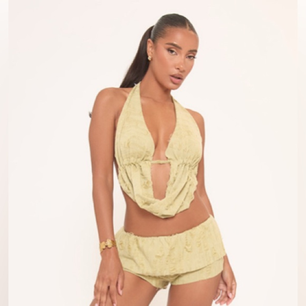 EGO Light Yellow Halter Top and Shorts Set